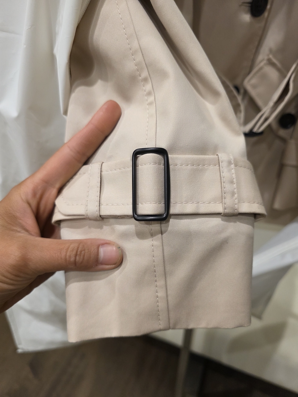 Classic Double-Breasted Trench Coat - Cream - Picture 11 of 12
